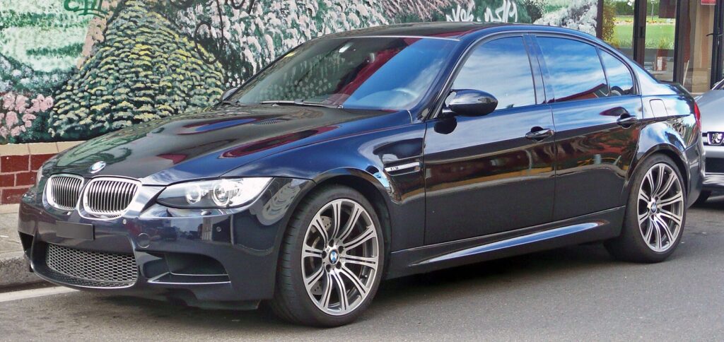 BMW E90 M3 sedan front three-quarter view