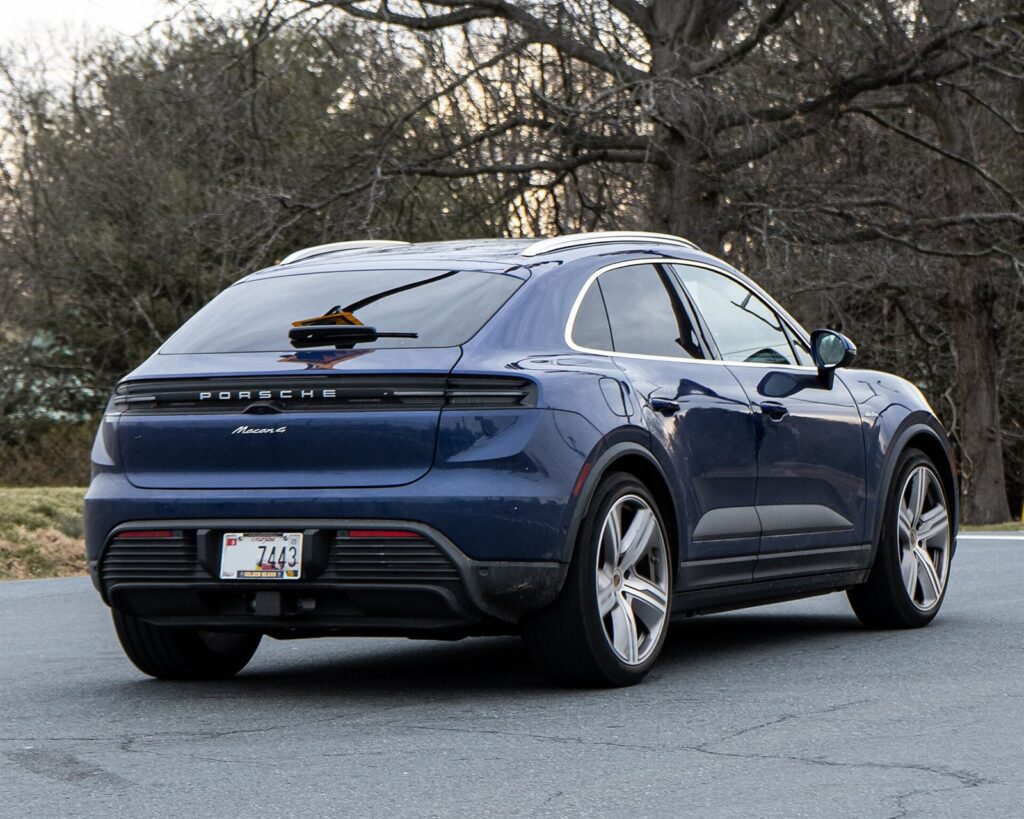 Porsche Macan Electric rear three-quarter view