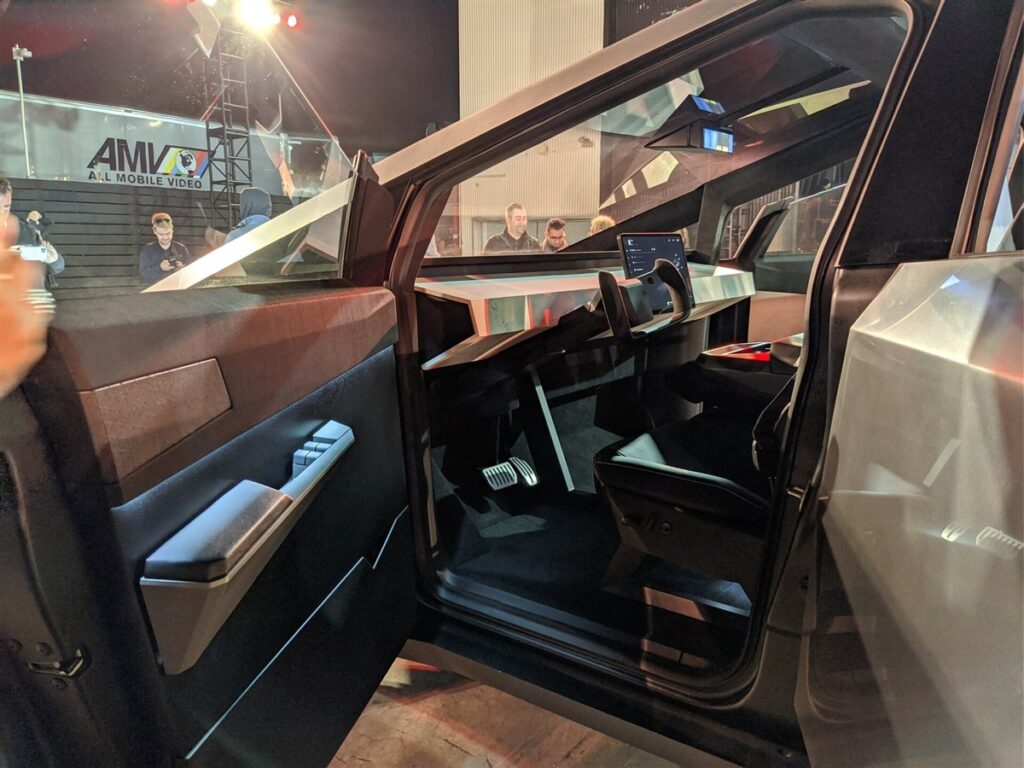 Tesla Cybertruck dashboard and steering wheel