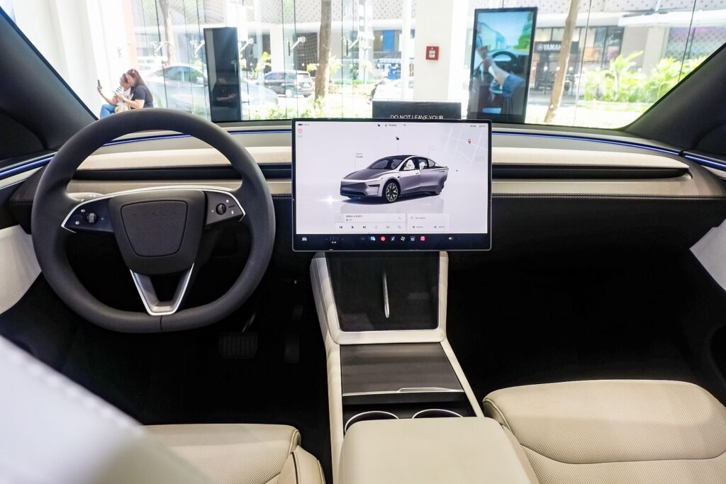 Tesla Model Y L dashboard and front cabin