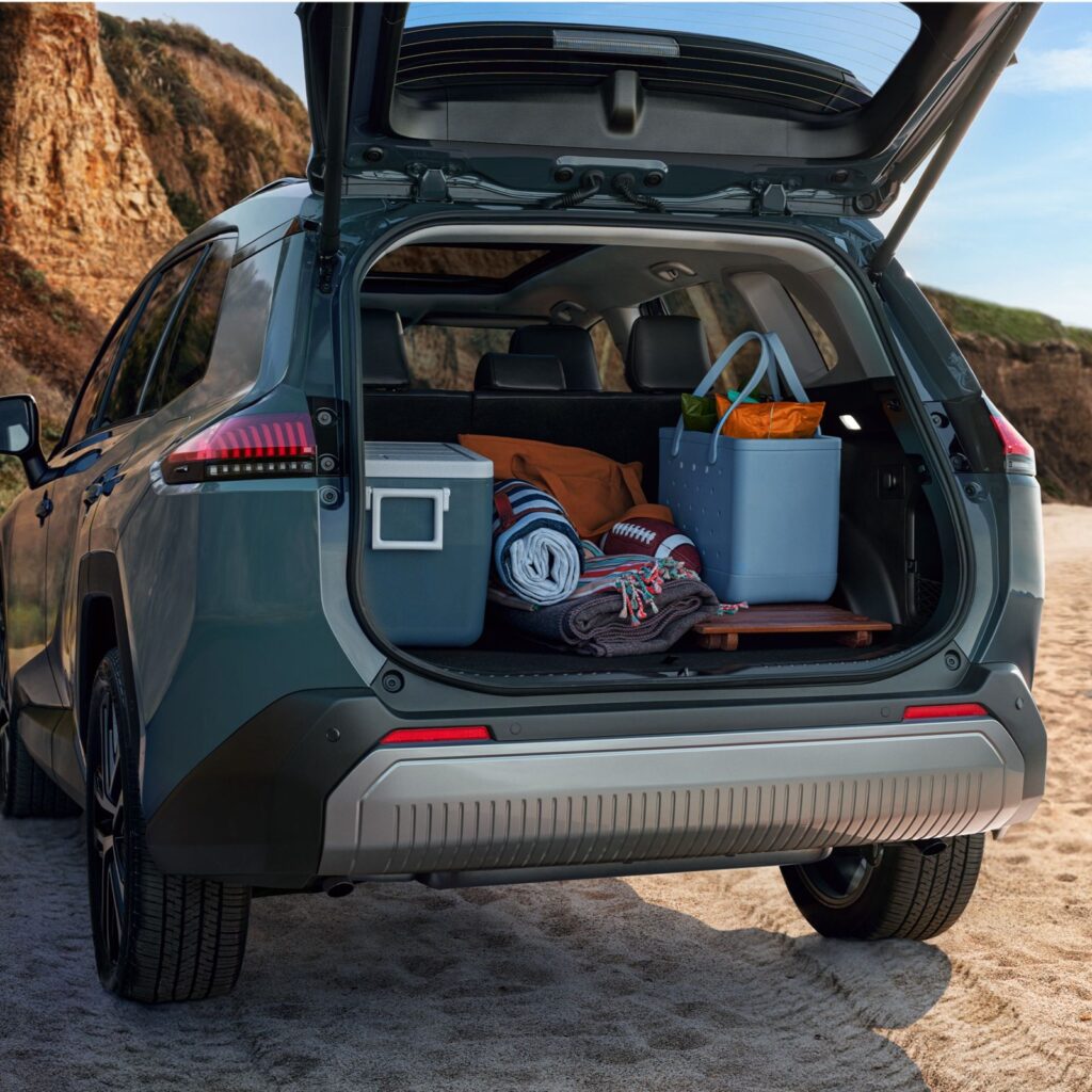 2026 Toyota RAV4 cargo area loaded with gear