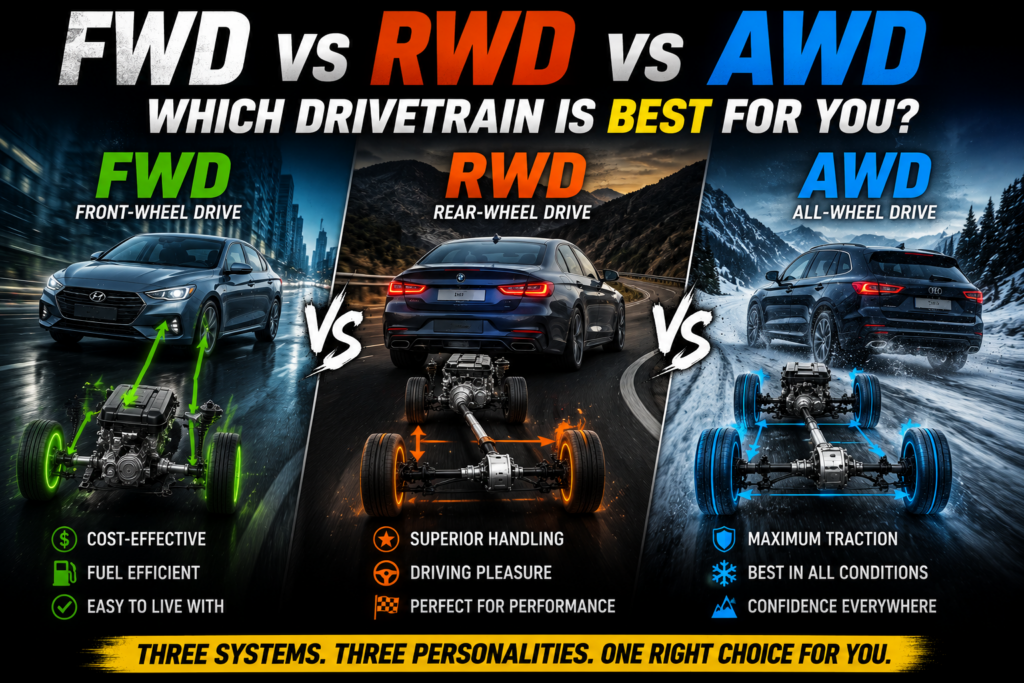 FWD vs RWD vs AWD: Which Drivetrain Is Best for You?