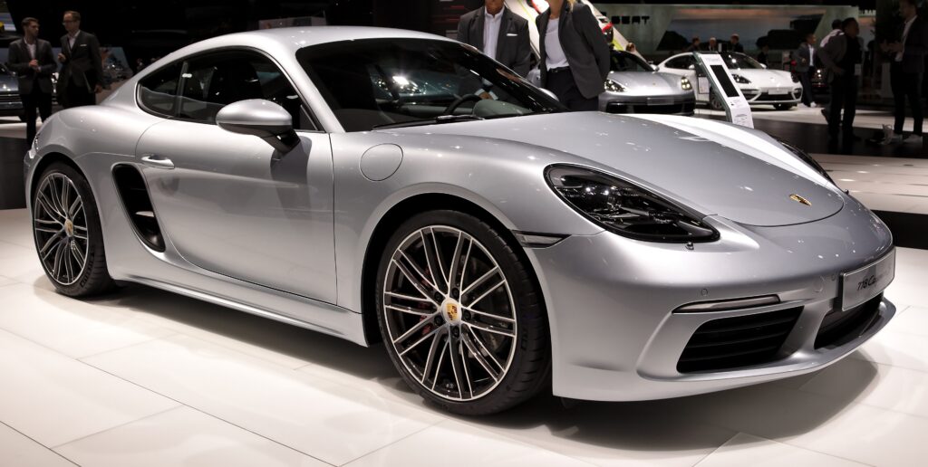 Porsche 718 Cayman S rear three-quarter view