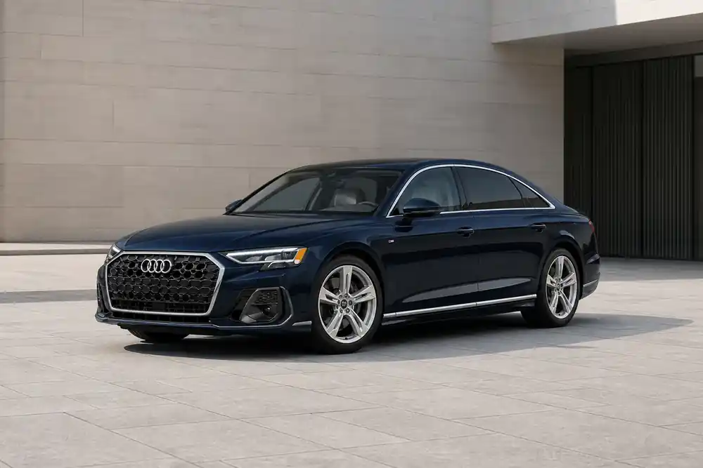 Current Audi A8 L front three-quarter view
