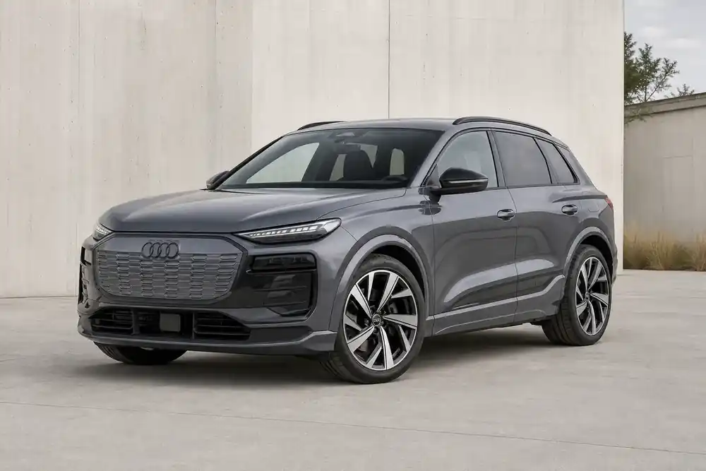 Audi Q6 e-tron front three-quarter view
