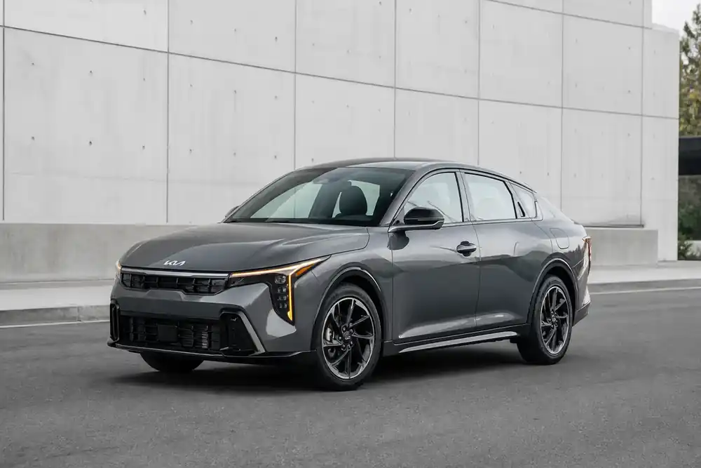 2026 Kia K4 GT-Line front three-quarter view