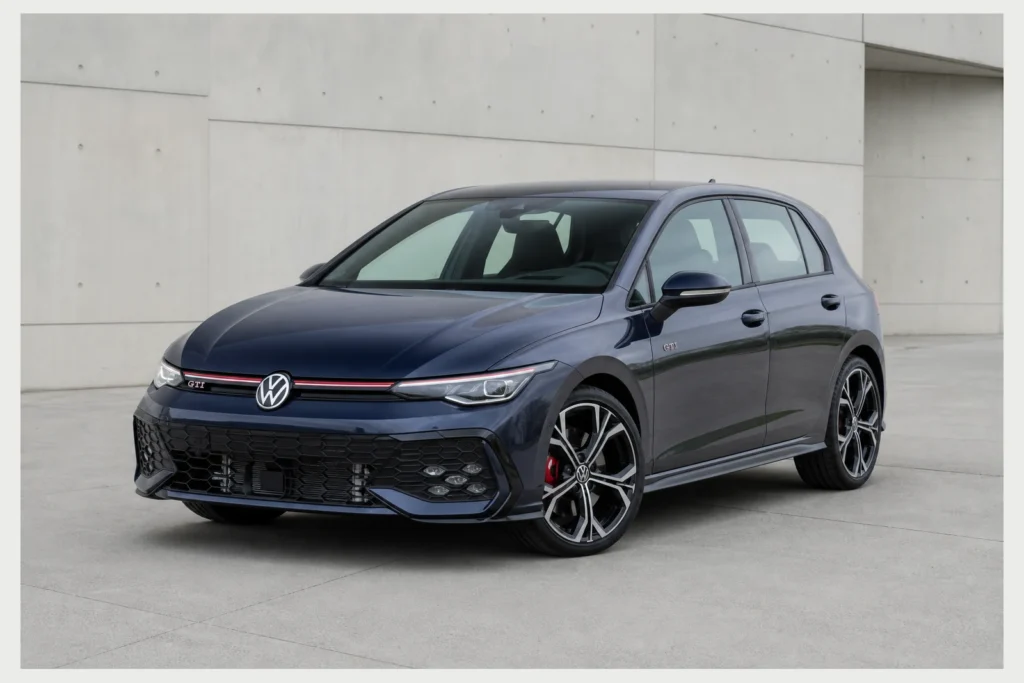 Volkswagen Golf GTI front three-quarter view