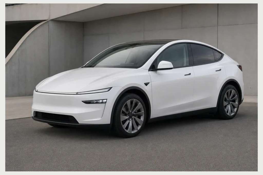 Tesla Model Y front three-quarter view