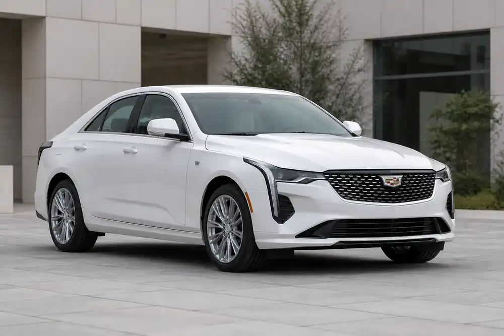 2026 Cadillac CT4 front three-quarter view