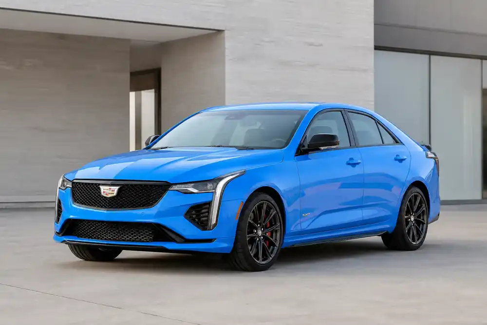 2026 Cadillac CT4-V front three-quarter view