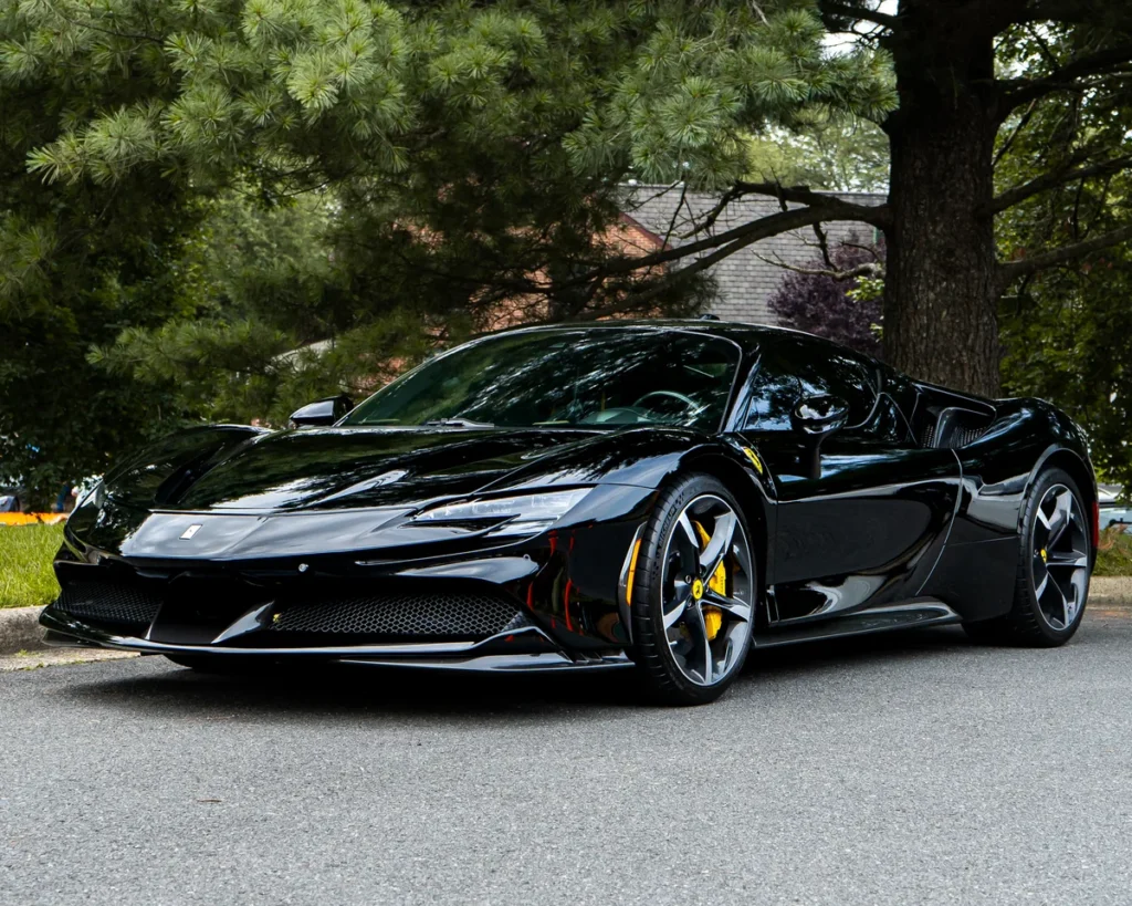 Ferrari SF90 Stradale black front three-quarter view