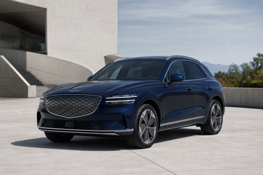2026 Genesis Electrified GV70 in a front three-quarter view