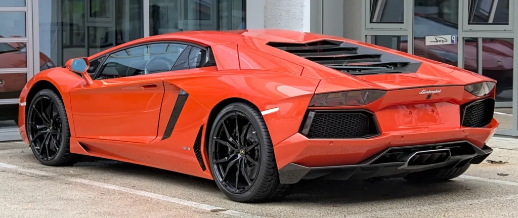 Lamborghini Aventador rear three-quarter view