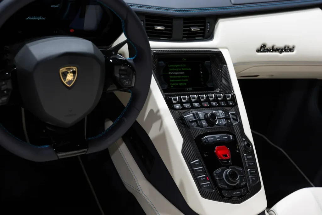 Lamborghini Aventador center console and start button