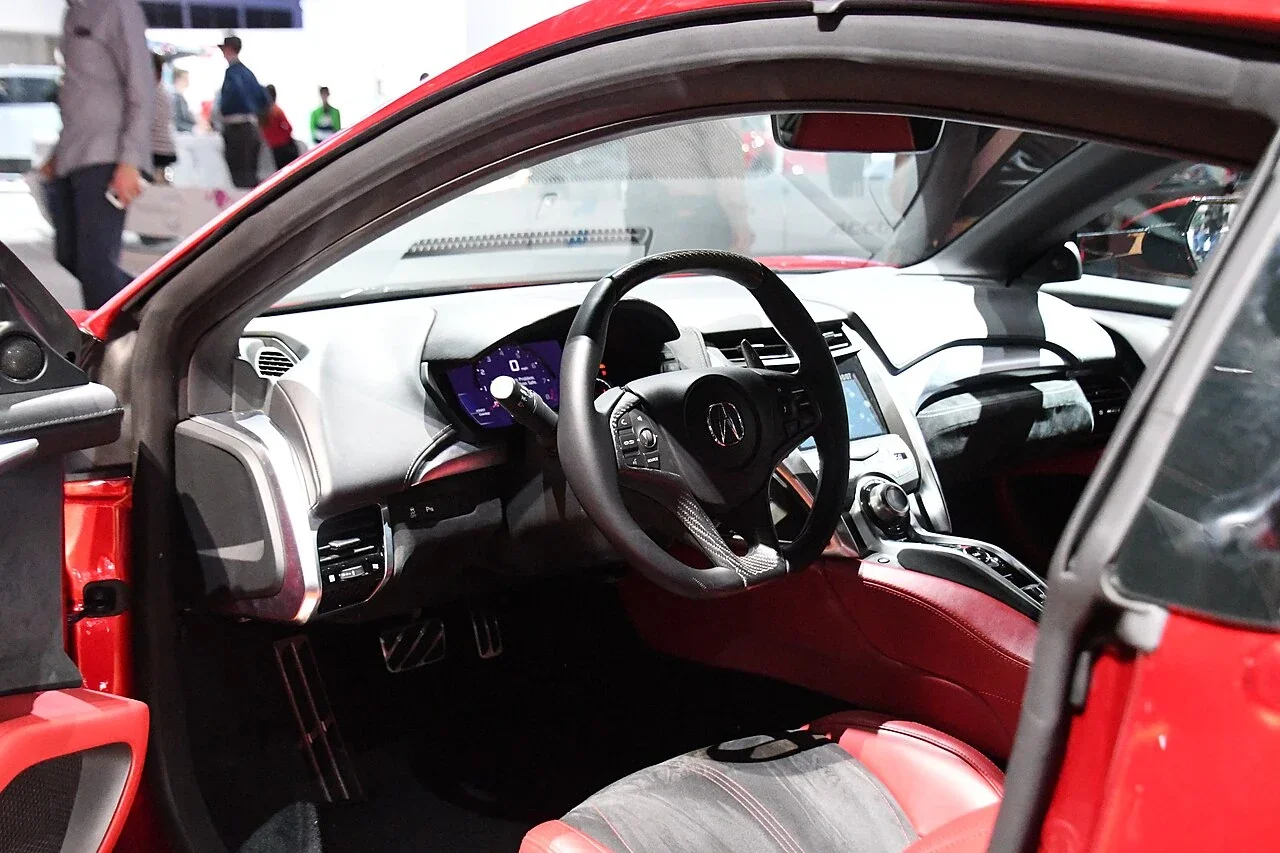Acura NSX cockpit with red and black trim