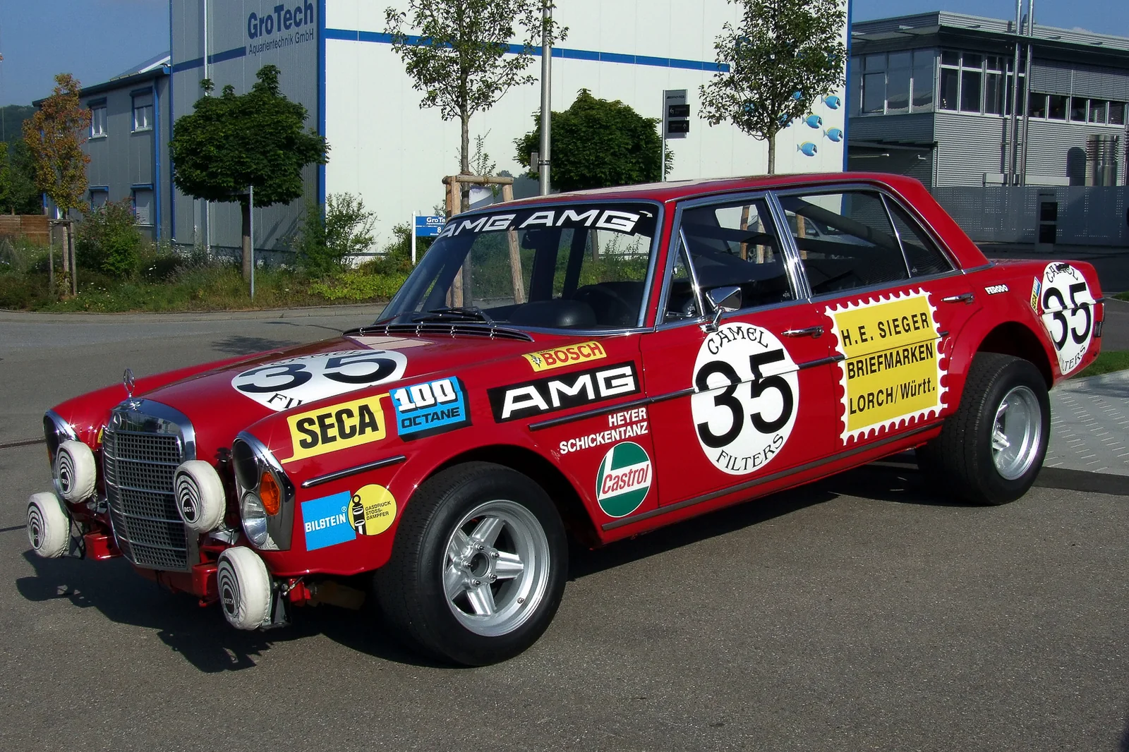 AMG vs BMW M vs Audi RS comparison starting with the Mercedes-Benz 300 SEL 6.8 AMG Red Pig