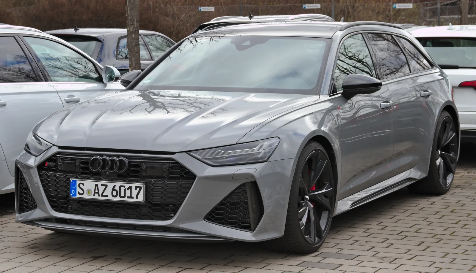 gray Audi RS6 Avant C8 parked on a street