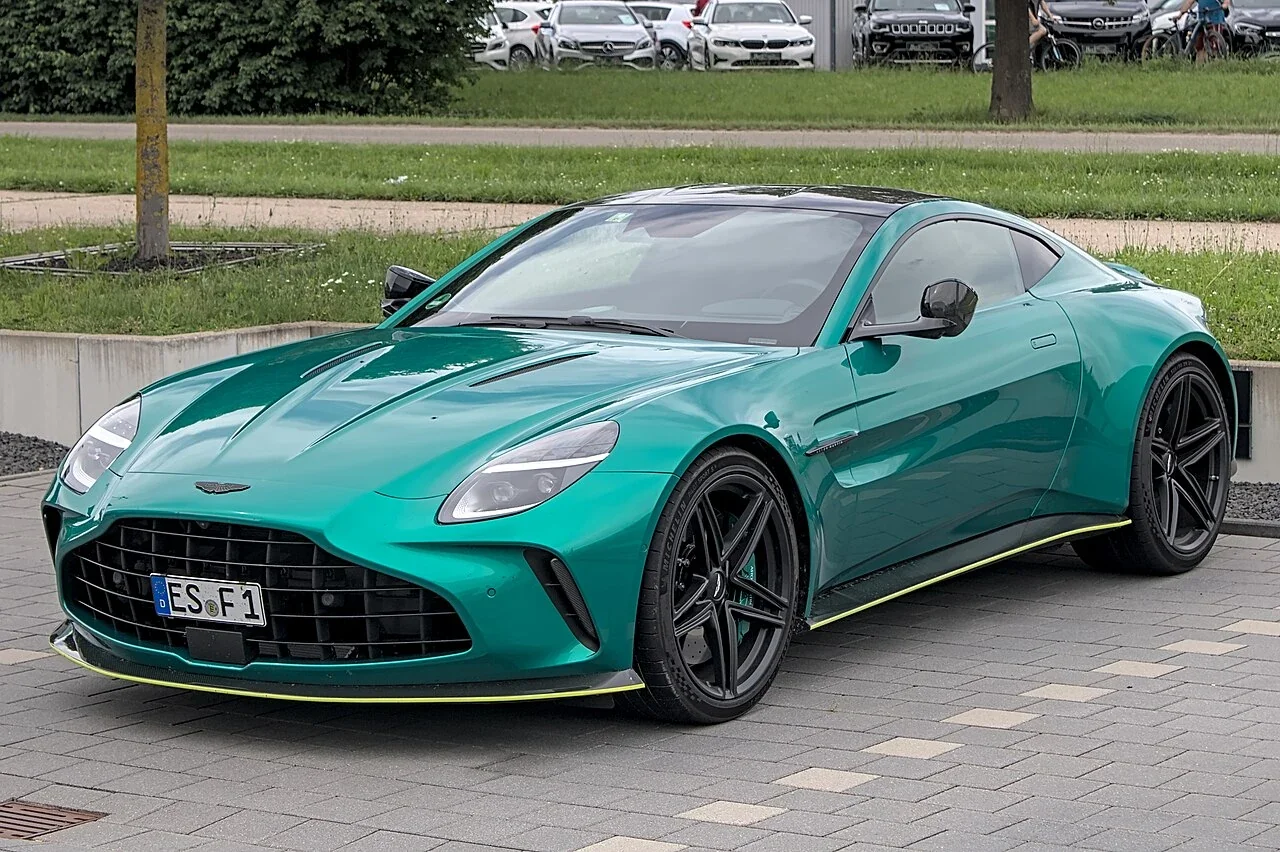Green facelifted Aston Martin Vantage front three-quarter view