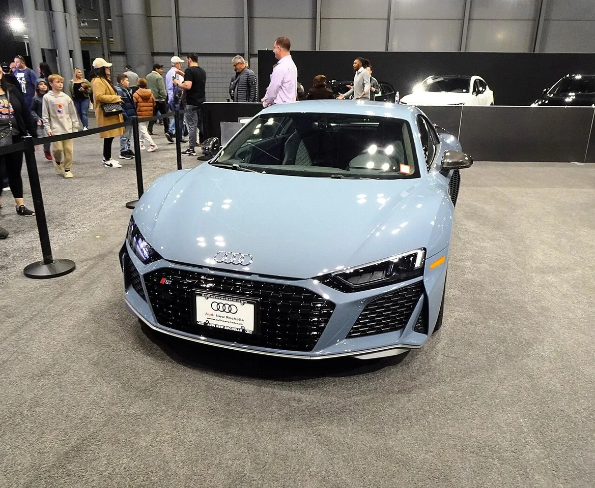 Audi R8 performance quattro front at a motor show