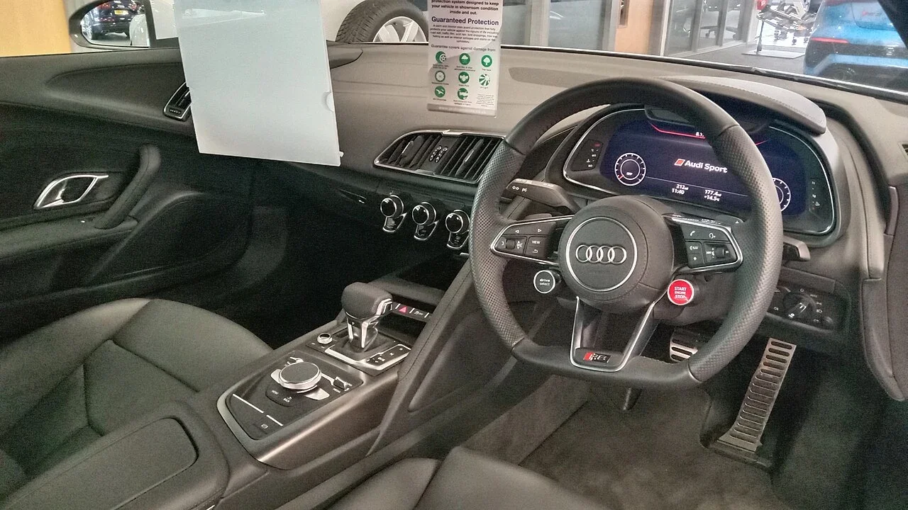 Right-hand-drive Audi R8 performance RWD cockpit