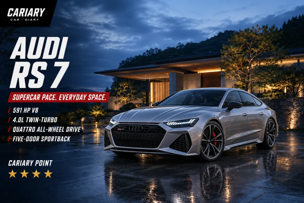 Audi RS7 Review editorial cover with four-star Cariary Point rating