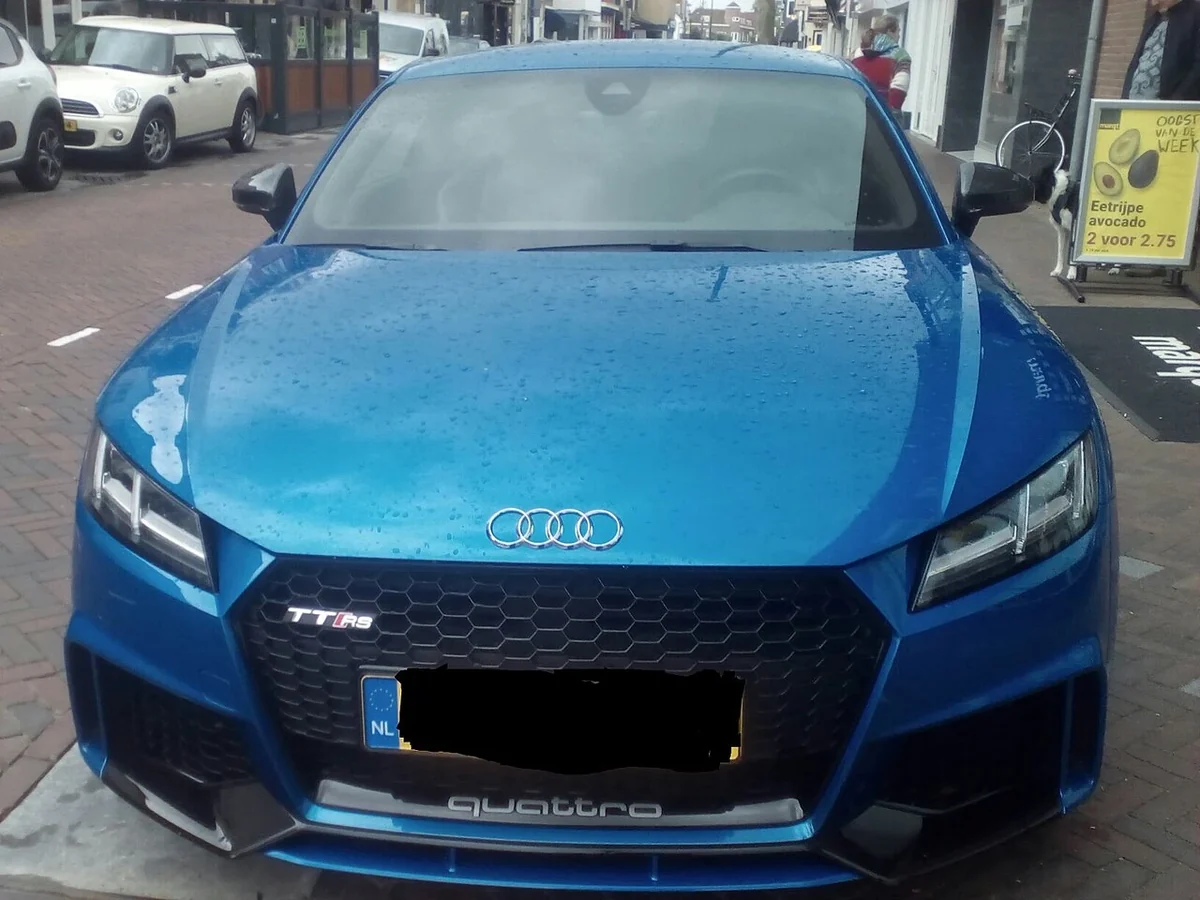 Early 8S TT RS front view, with its distinctive compact performance-coupe shape.