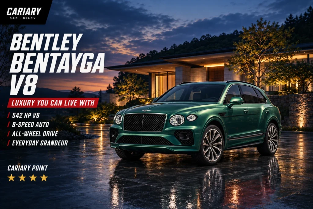 Bentley Bentayga V8 editorial cover with four-star Cariary Point rating