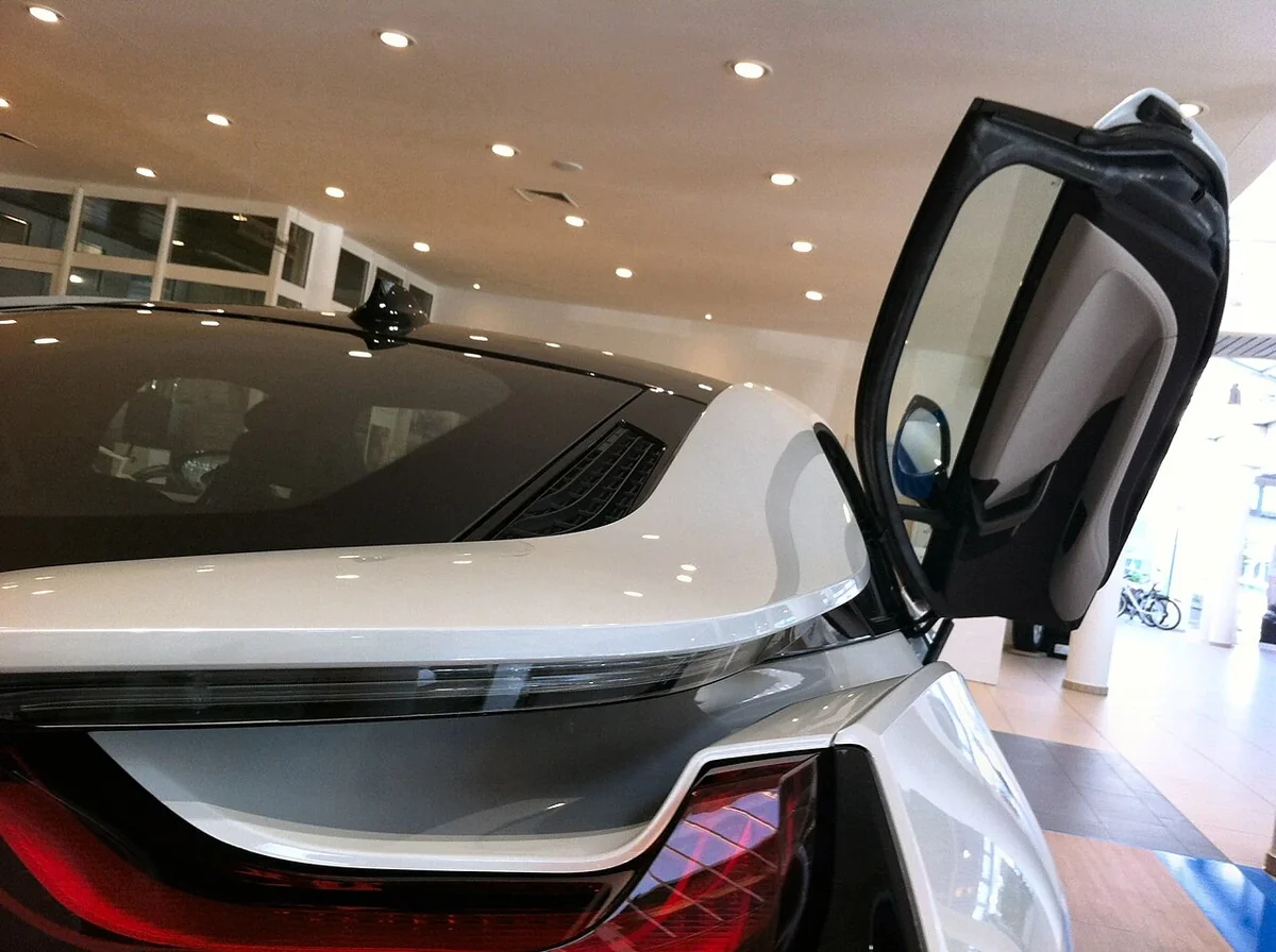 BMW i8 with butterfly door raised