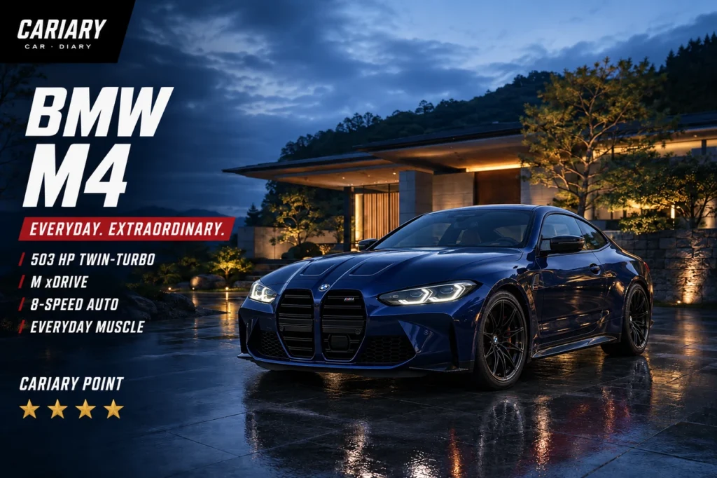 BMW M4 Review editorial cover with four-star Cariary Point rating