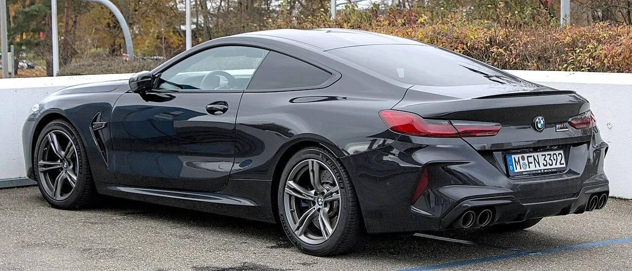 Dark BMW M8 Competition coupe outside