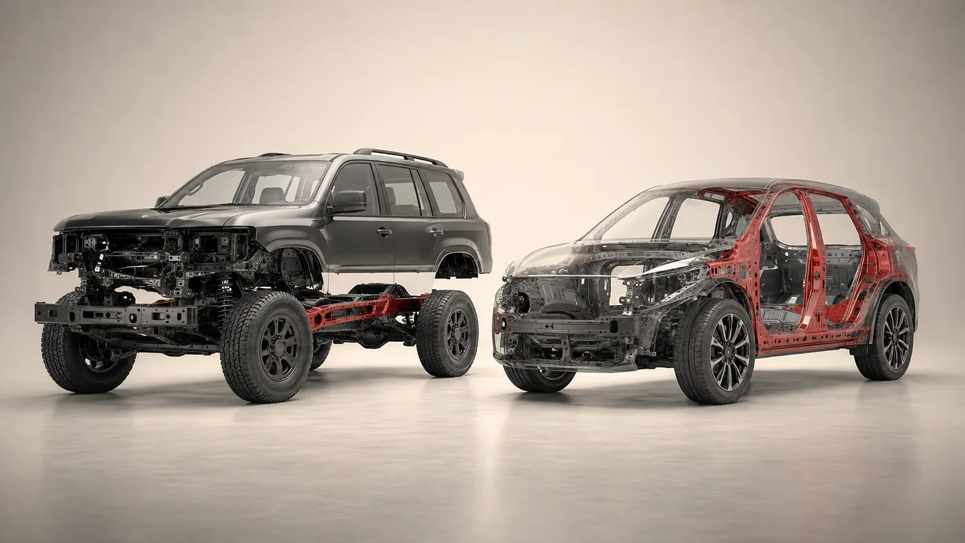 Body-on-frame vs monocoque vehicle structure comparison
