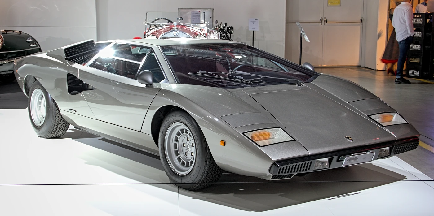 1976 Lamborghini Countach LP400 with a low wedge nose and angular cabin