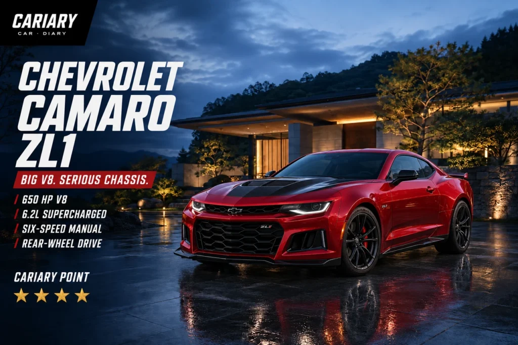 Camaro ZL1 Review editorial cover with four-star Cariary Point rating