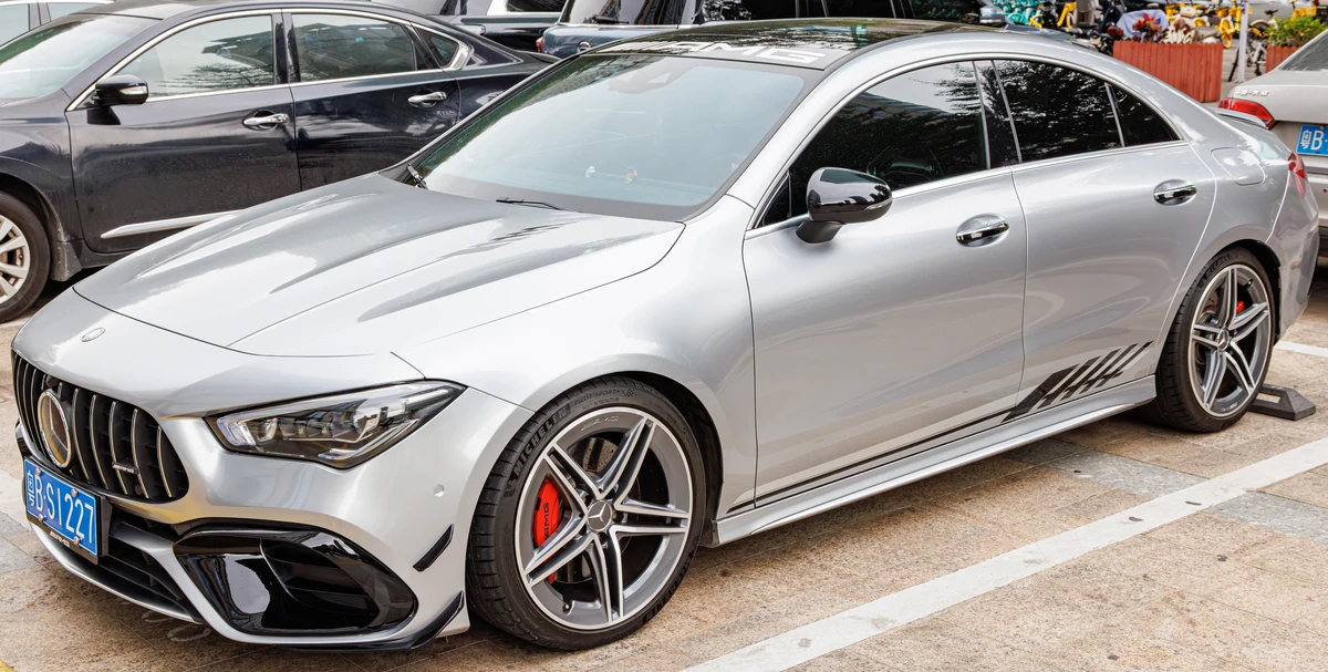 Pre-facelift Mercedes-AMG CLA 45 S C118 with four doors and a sloping roof