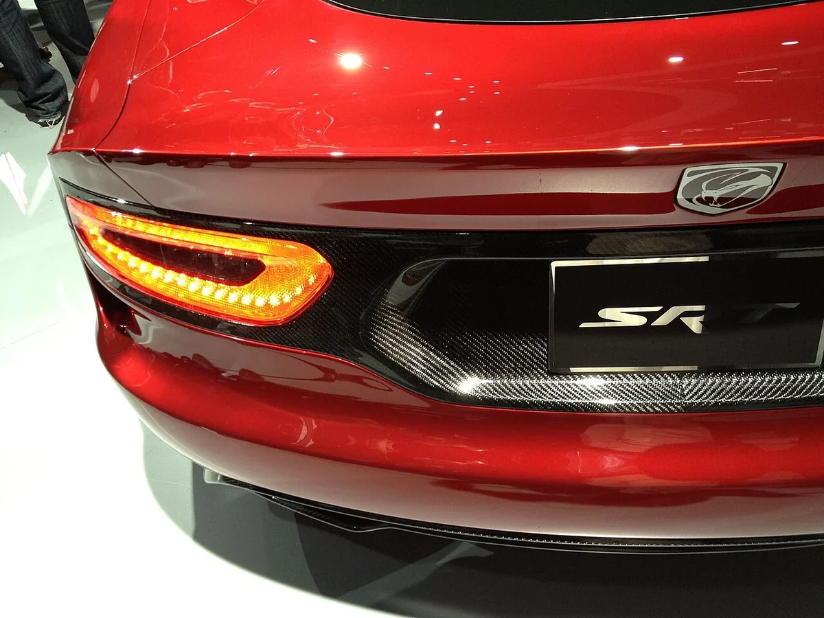 2013 SRT Viper GTS rear lamp and SRT badge