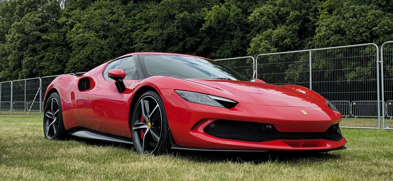 Red Ferrari 296 GTB low front view