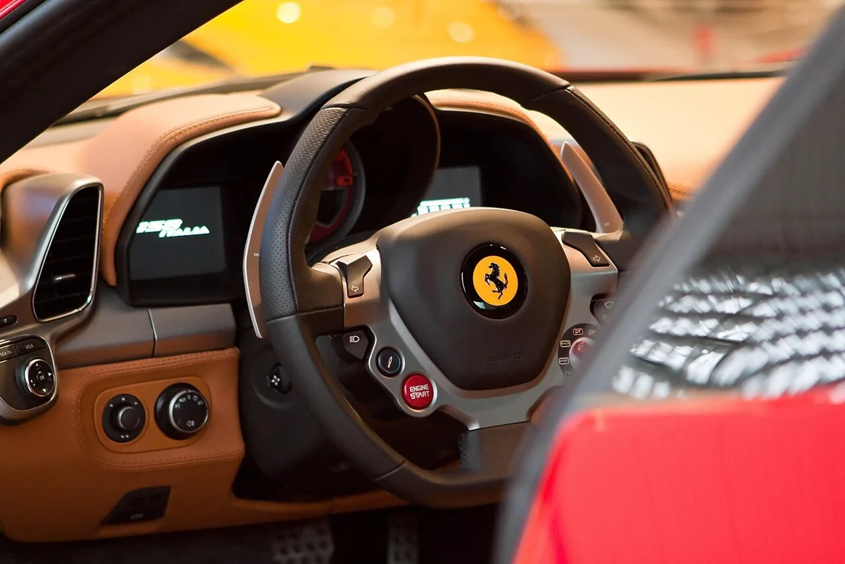 Ferrari 458 Italia steering wheel and dashboard