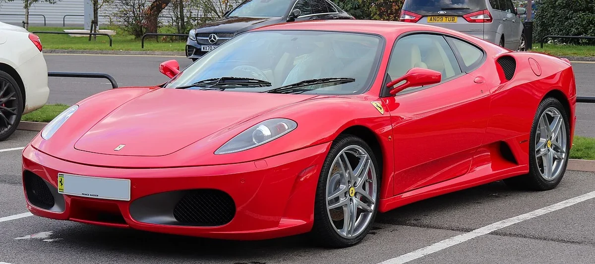 Red Ferrari F430 F1 front three-quarter view