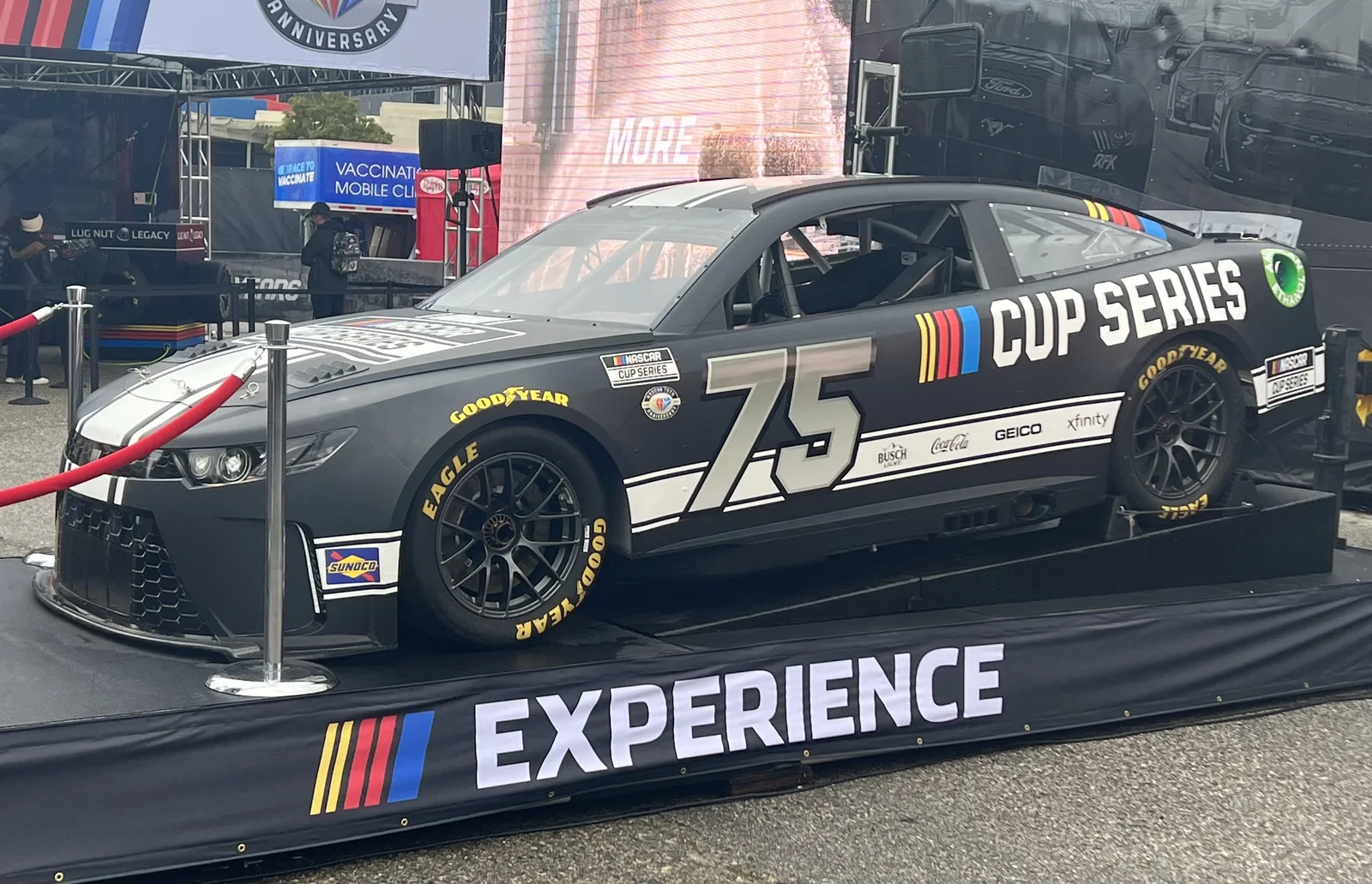 NASCAR Next Gen Cup Series show car displayed at Auto Club Speedway