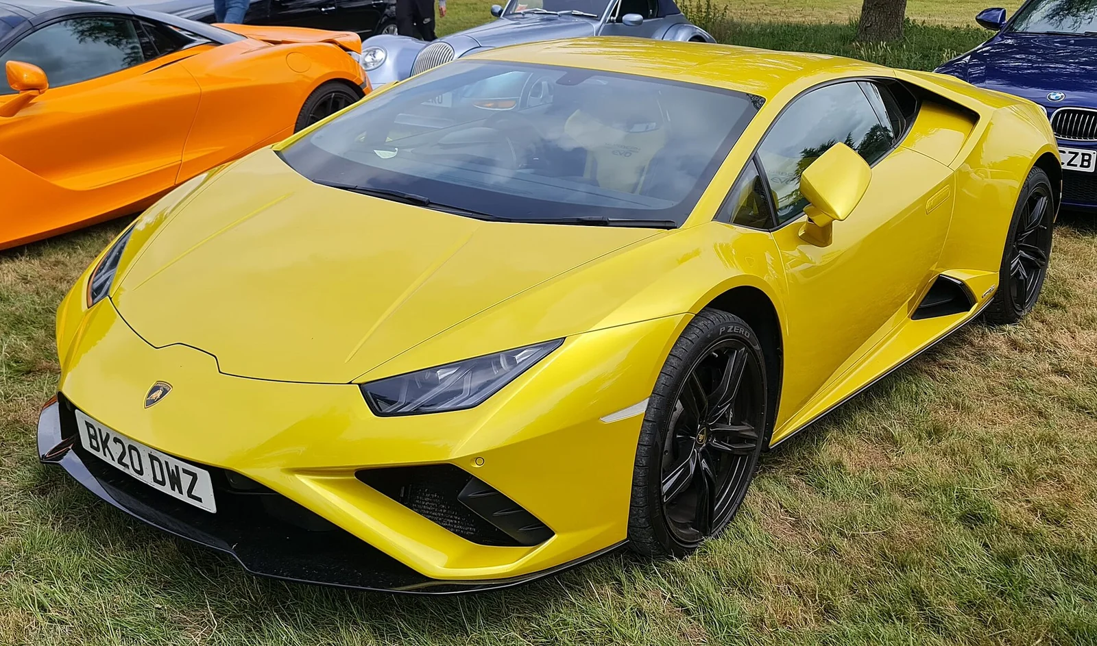 Yellow Lamborghini Huracán EVO RWD front three-quarter view