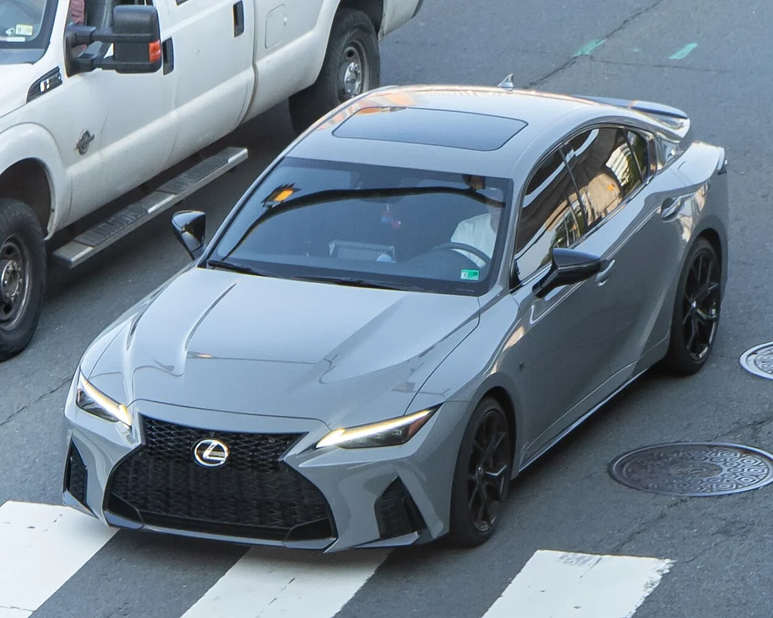 Lexus IS 500 seen from above on a U.S. street
