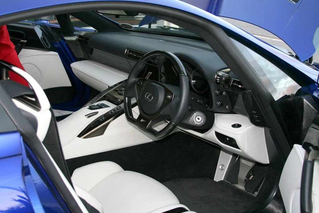 Lexus LFA white and black cockpit