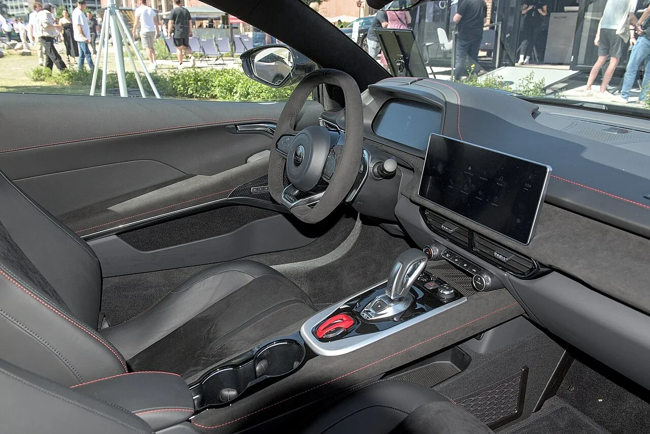 Lotus Emira automatic First Edition cabin with seats and dashboard