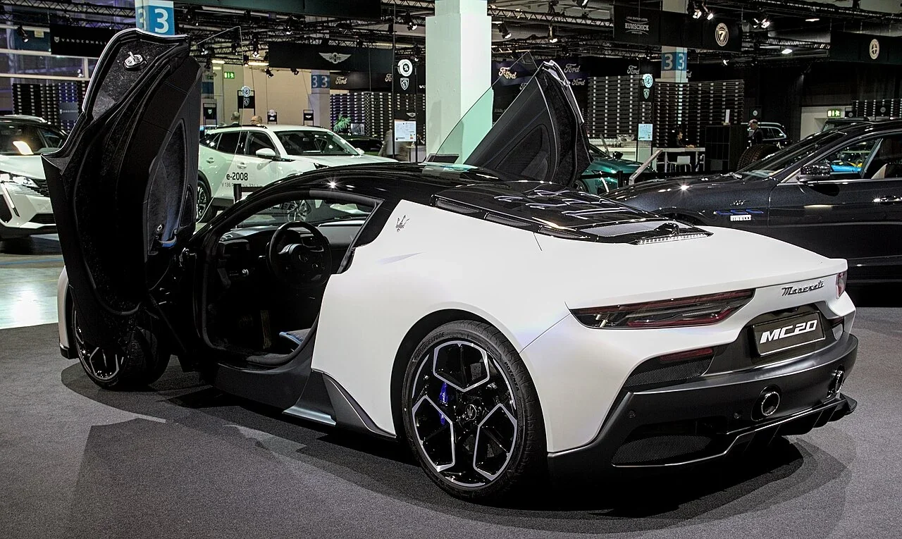 Maserati MC20 with butterfly doors raised