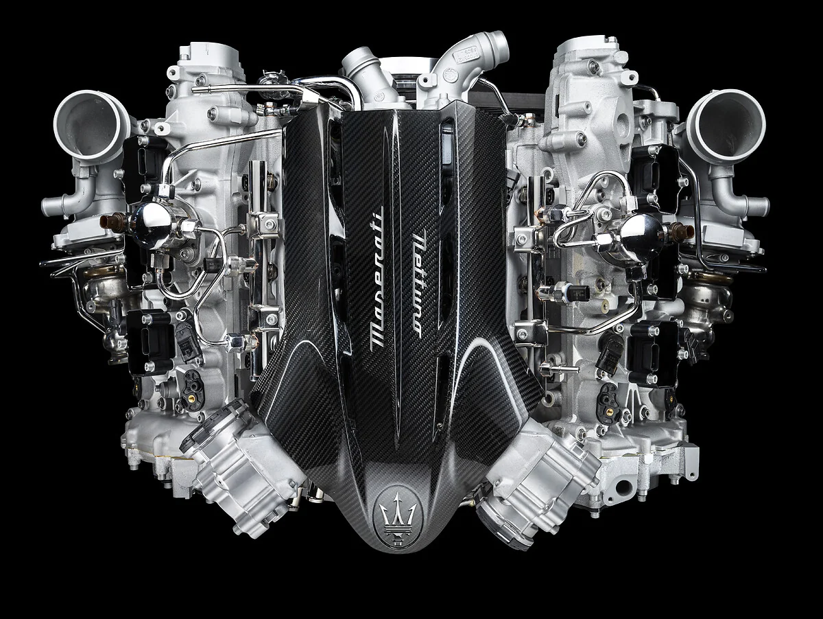 Maserati Nettuno twin-turbo V6 engine viewed from above