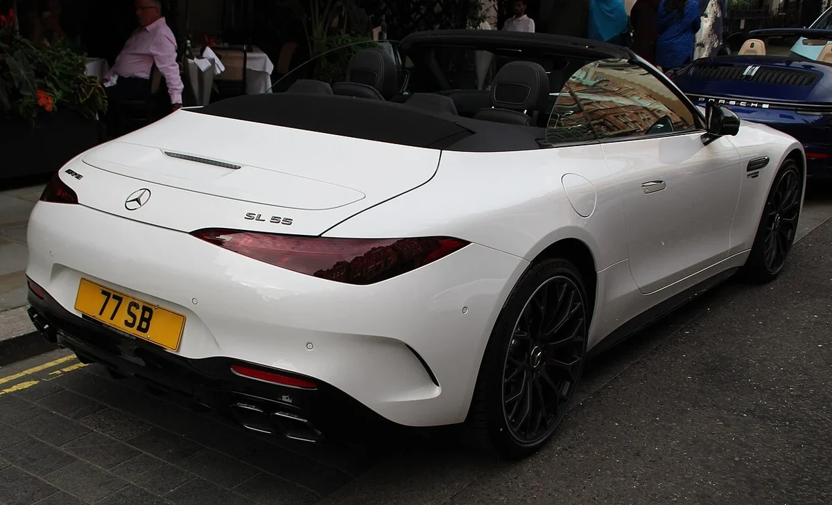 Mercedes-AMG SL 55 R232 rear with roof open