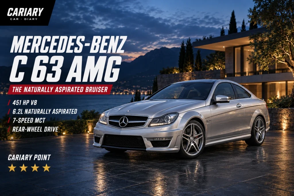 Mercedes C63 AMG editorial cover with 4-star Cariary Point rating
