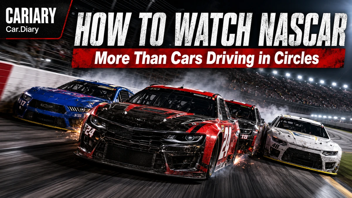 How to Watch NASCAR thumbnail showing stock cars racing side by side under stadium lights