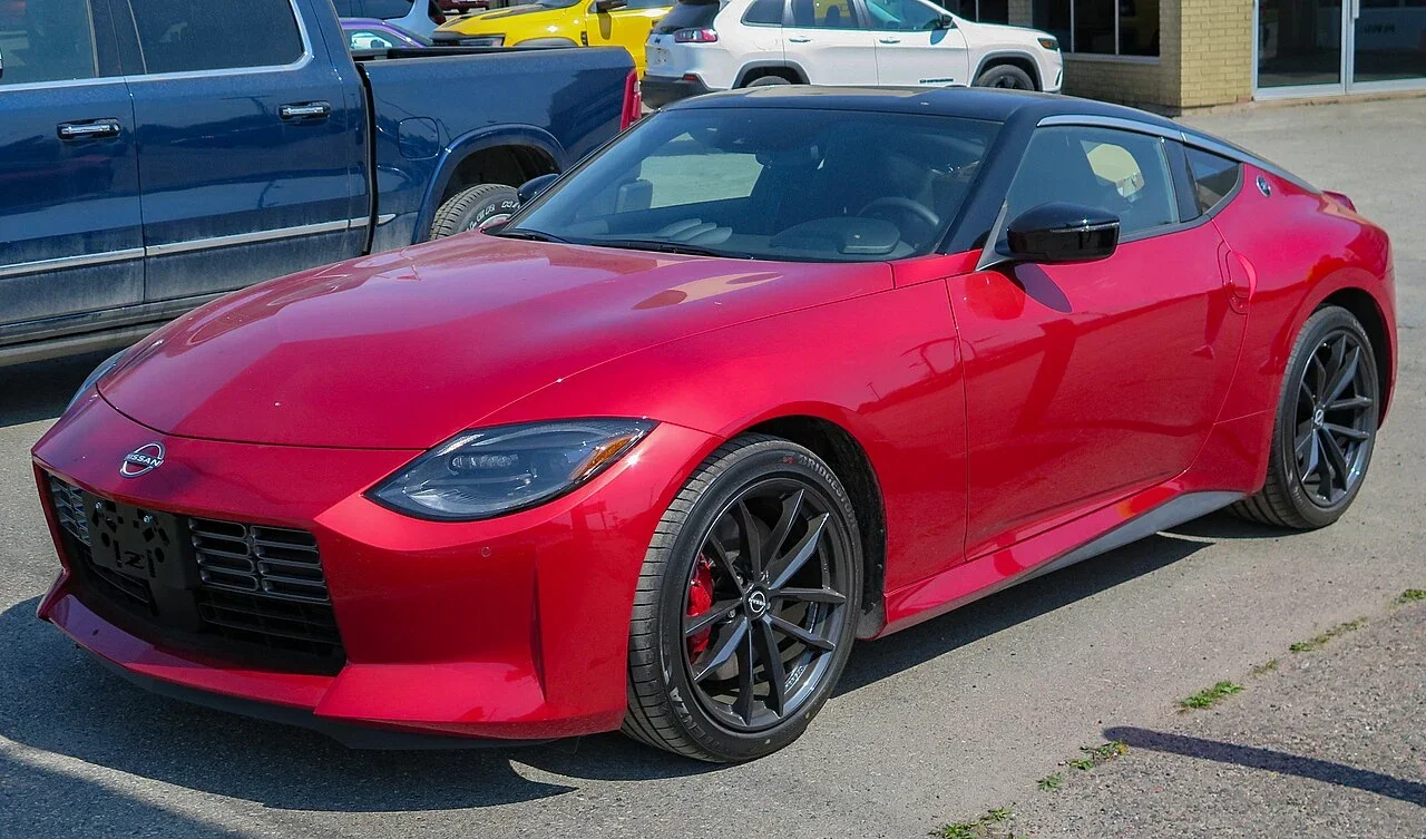 Red Nissan Z Performance manual front three-quarter view