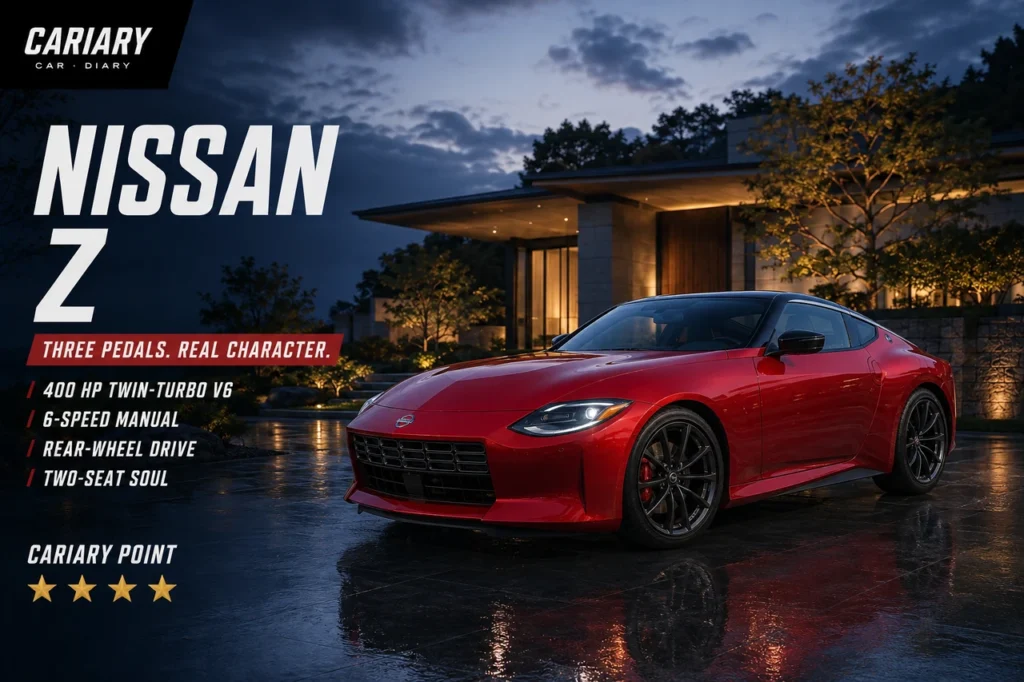 Nissan Z review editorial cover with four-star Cariary Point rating